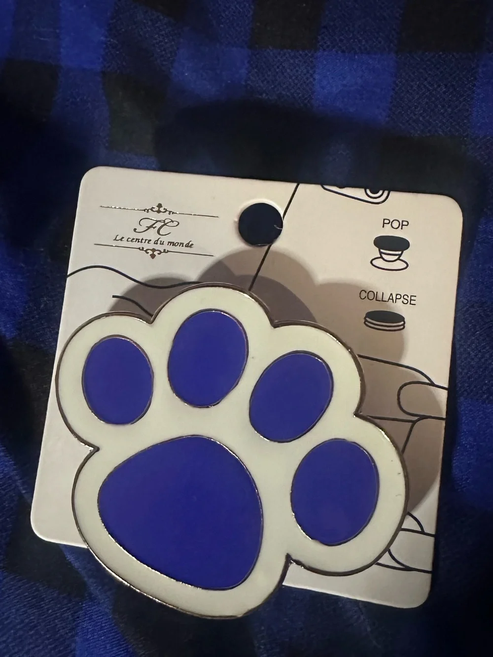 Paw Print Phone Grip PopSocket - Blue and White